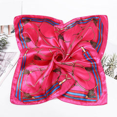 Classic Chain Print Square Scarf Bandana Shawl Women Casual Head Wrap