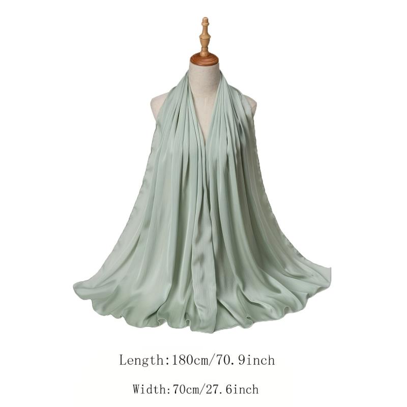 Crinkle Satin Scarf Hijab Solid Classic Shawl Head Wrap Women
