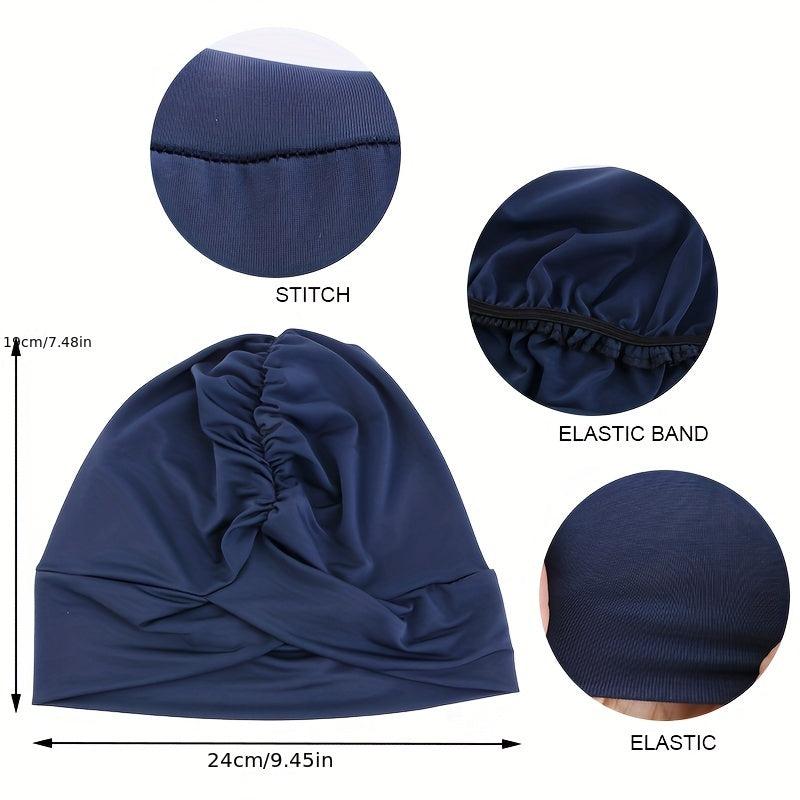 Women's Turban Cap Solid Ruched Inner Cap Underscarf Bandana Beanie Chemo Hats