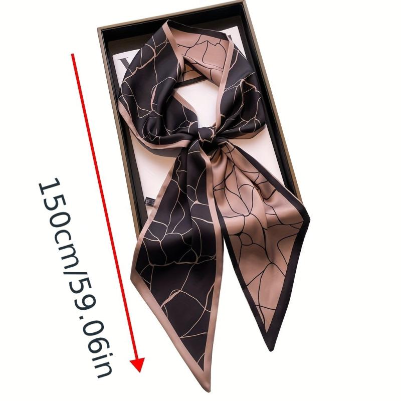 Flower Print Vintage Twilly Scarf Neckerchief French Style Hair Ribbon