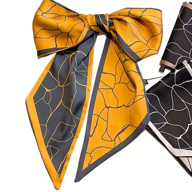 Flower Print Vintage Twilly Scarf Neckerchief French Style Hair Ribbon