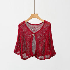 Solid Hollow Shawl Casual Knitting Scarf Inelastic Sunscreen Shawl