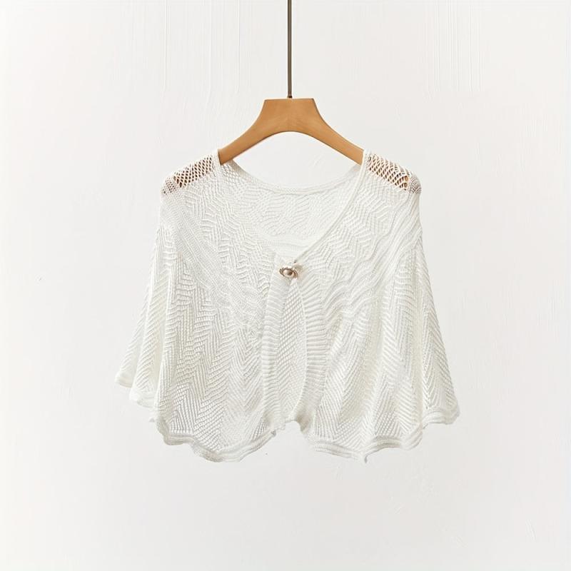 Solid Hollow Shawl Casual Knitting Scarf Inelastic Sunscreen Shawl