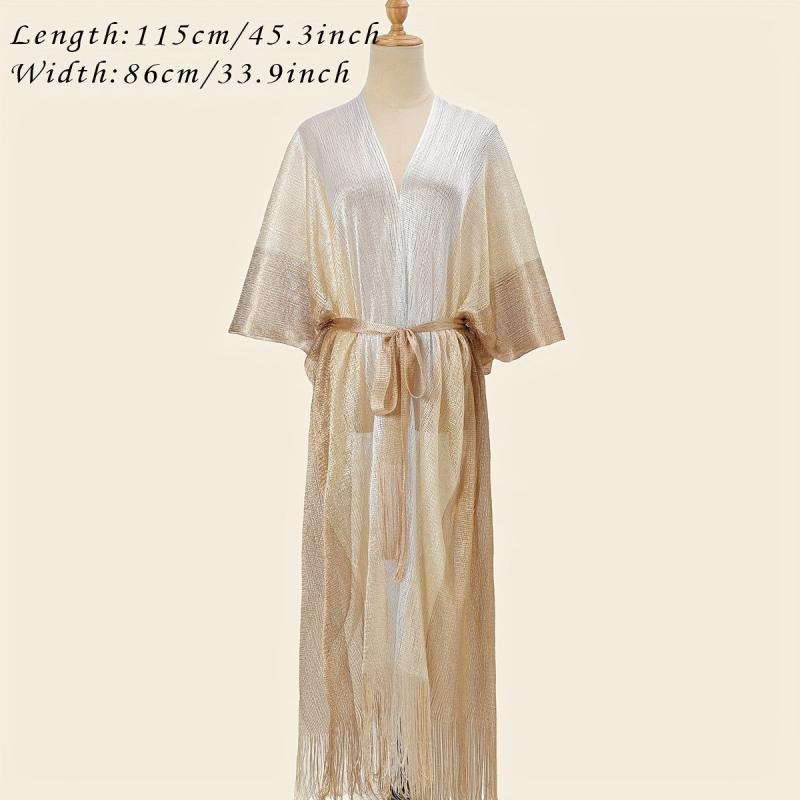 Hollow Out Sunscreen Fringed Long Shawl Lace Up Large Wraps