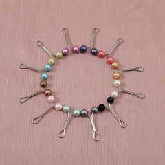 12pcs Faux Pearl Scarf Pin Headscarf U Shape Clip Shawl Brooch Multicolor
