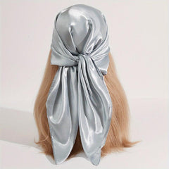 Solid Bandana Silk Satin Square Scarf Head Wrap Neckerchief