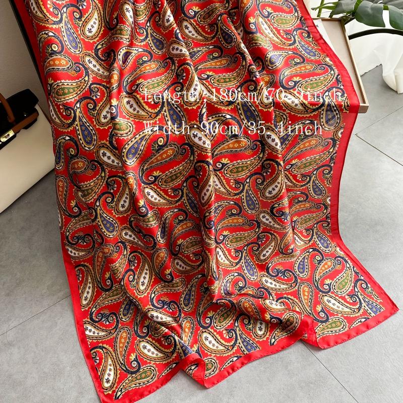 Satin Paisley Printed Scarf Sunscreen Shawl Wrap Outdoor