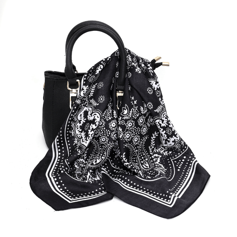 Paisley Print Square Scarf Neckerchief Bandana Silk Head Wrap Hair Accessory