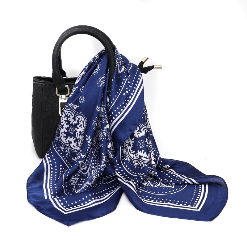 Paisley Print Square Scarf Neckerchief Bandana Silk Head Wrap Hair Accessory