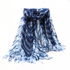 Tie Dye Print Tassel Scarf Boho Windproof Shawl Vintage Beach Towel