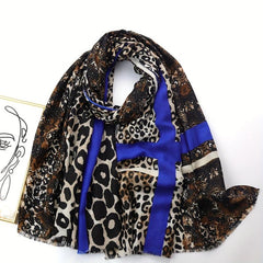 Leopard Print Matching Shawl Thin Breathable Tassel Scarf