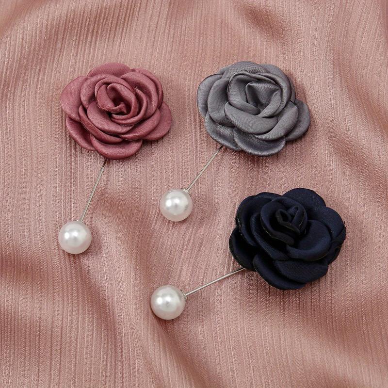 3pc Faux Pearl Flower Pins Brooches for Party Evening Decor
