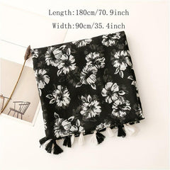 Fringed Scarf Thin Breathable Sunscreen Shawl Soft Long Wrap