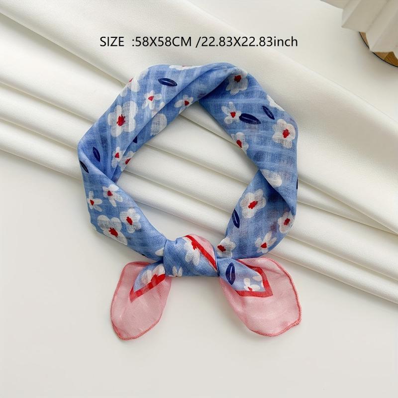 Cartoon Flower Bandana Linen Scarf Headband Handkerchief Polyester Face Covering