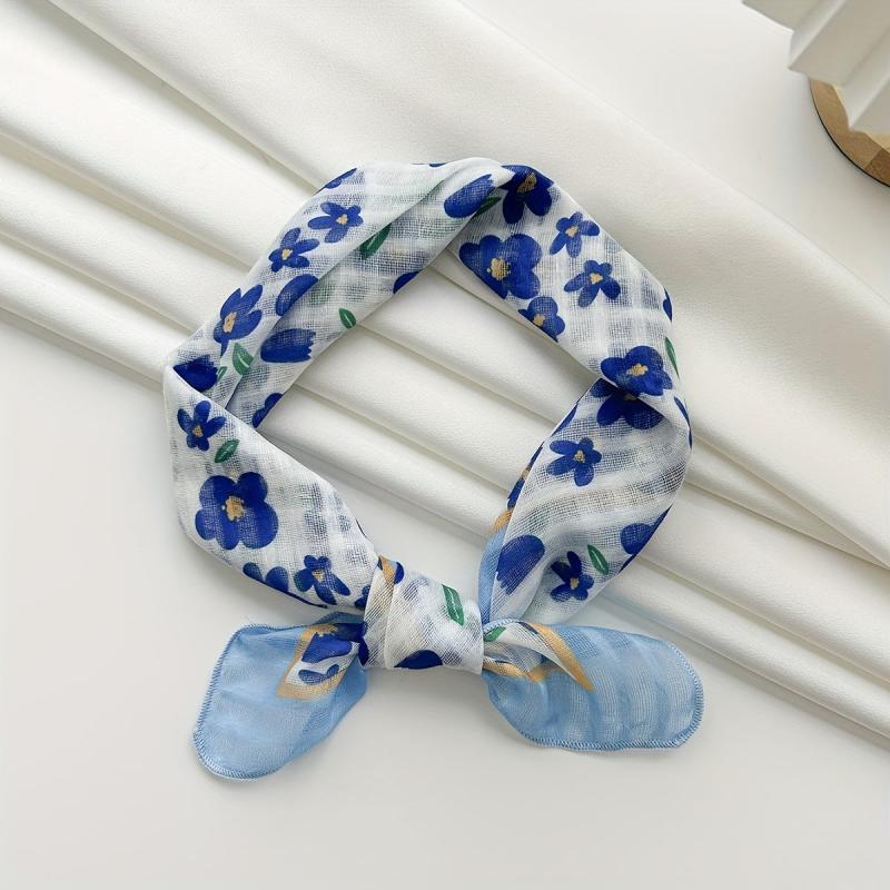 Cartoon Flower Bandana Linen Scarf Headband Handkerchief Polyester Face Covering