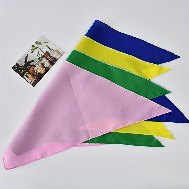 Solid Triangle Scarf Satin Thin Pleated Neckerchief Bandana Silk Head Wrap