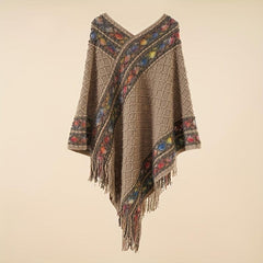 Large Woven Fringed Shawl Wrap Windproof Cape