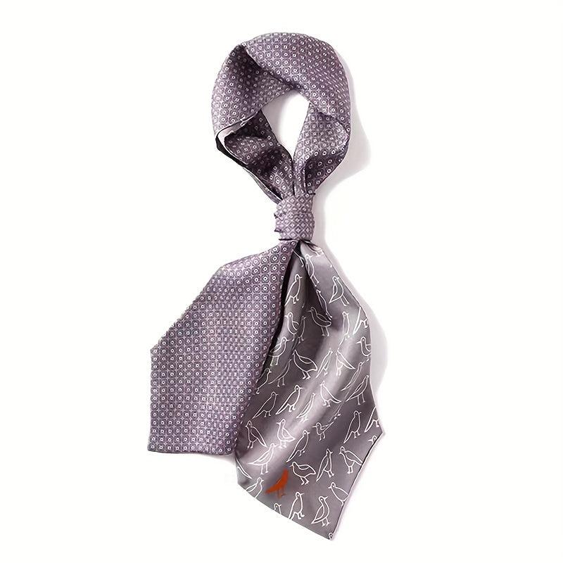 Geometric Print Skinny Scarf Reversible Ribbon Neckerchief Satin Scarves