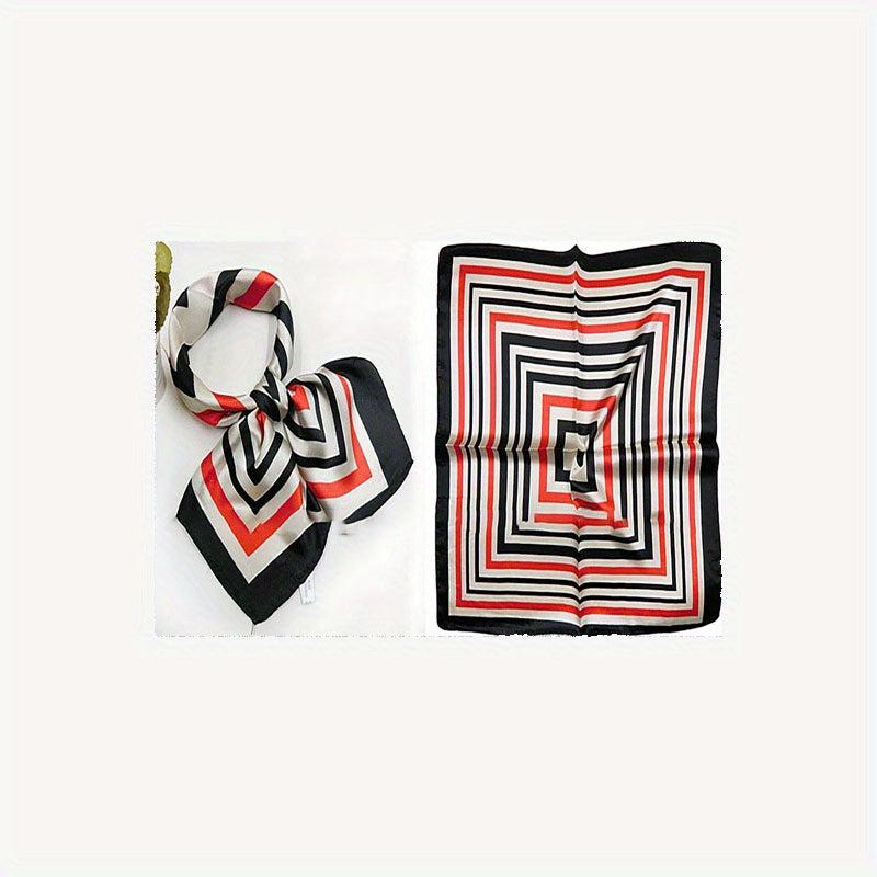 Striped Neckerchief Square Silk Scarf Women Head Wrap Hair Bandana