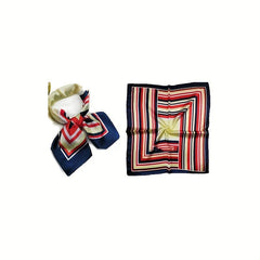 Striped Neckerchief Square Silk Scarf Women Head Wrap Hair Bandana