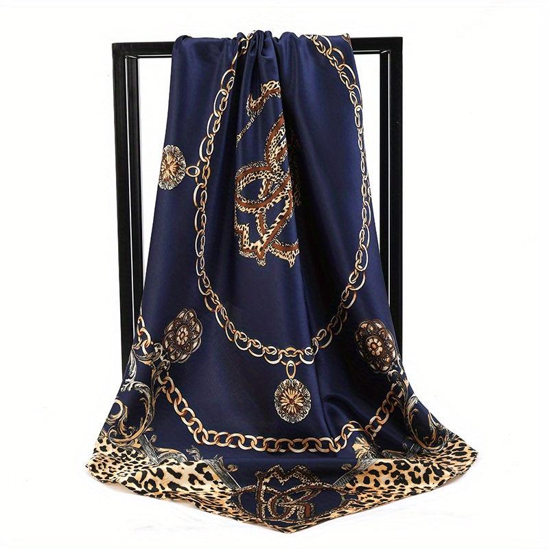 Square Women Hijab Print Head Scarves Ramadan Bandana Satin Silk Scarves