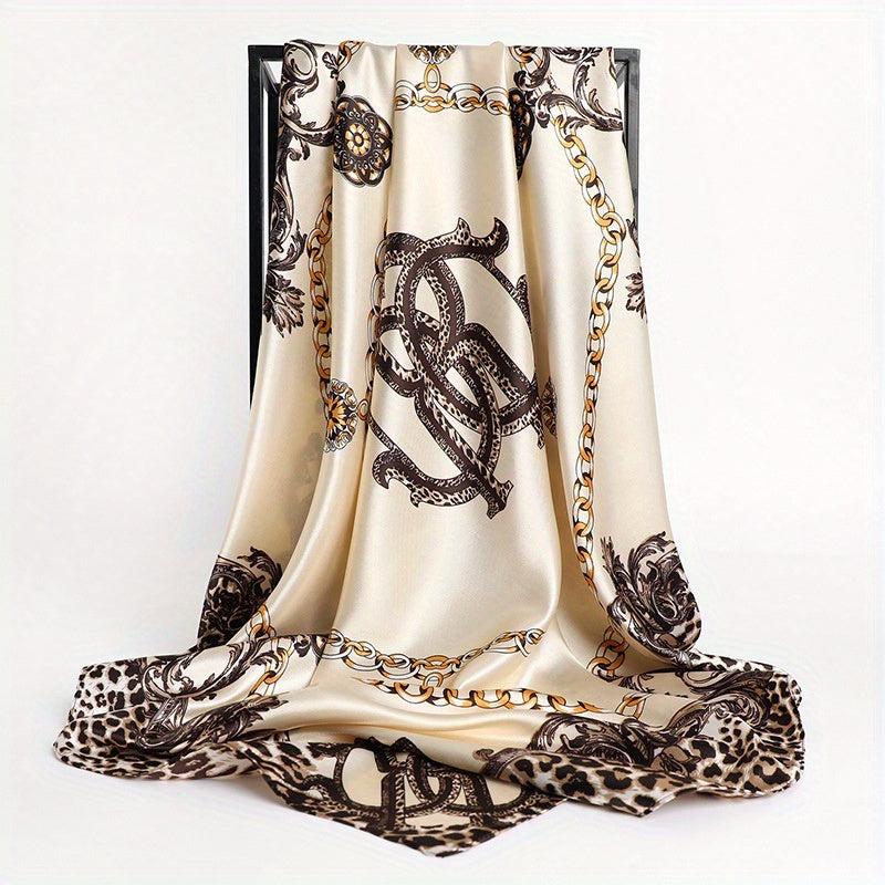 Square Women Hijab Print Head Scarves Ramadan Bandana Satin Silk Scarves