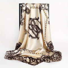Square Women Hijab Print Head Scarves Ramadan Bandana Satin Silk Scarves
