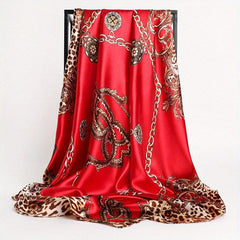 Square Women Hijab Print Head Scarves Ramadan Bandana Satin Silk Scarves