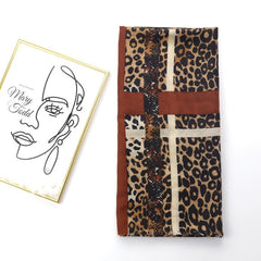 Leopard Pattern Thin Scarf Shawl Vintage Raw Edge Scarf Casual Wrap