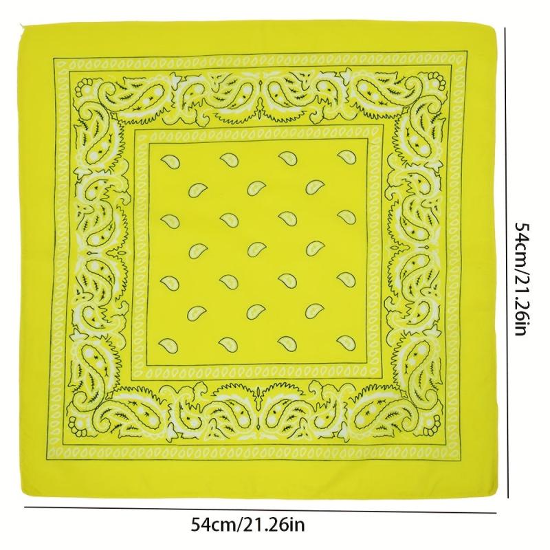 2pcs 4pcs Paisley Printed Square Scarf 54cm Solid Absorb Sweat Bandana