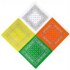 2pcs 4pcs Paisley Printed Square Scarf 54cm Solid Absorb Sweat Bandana