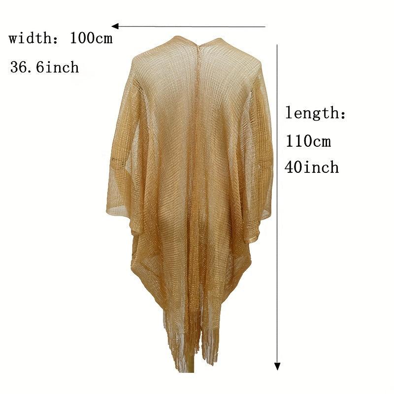 Solid Tassel Shawl Bikini Cover Up Women Sunscreen Cape Cardigan