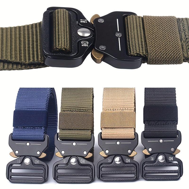 Men's Tactical Belt Quick Release Buckle Elastic Stretch Canvas Web Belt