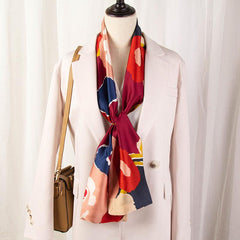 Vintage Chain Print Skinny Scarf Satin Neckerchief Silk Twilly Scarf