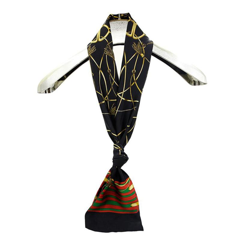 Vintage Chain Print Skinny Scarf Satin Neckerchief Silk Twilly Scarf