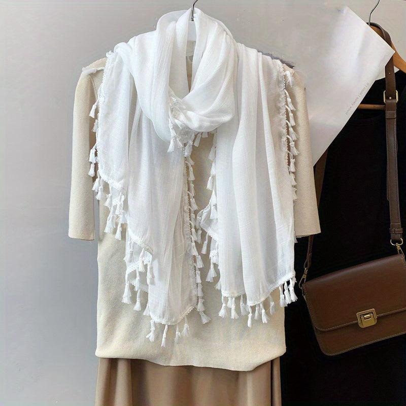 Crinkle Tassel Scarf Thin Breathable Casual Windproof Wrap