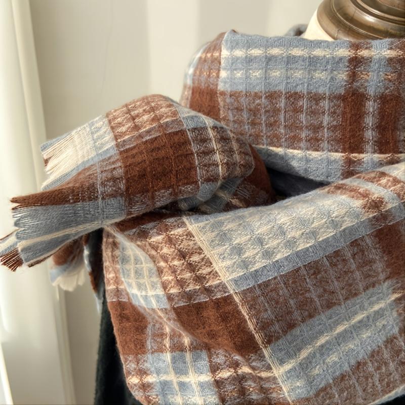 Winter Warm Plaid Scarf Classic Soft Large Blanket Scarf For Women