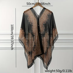 Paisley Print Gauze Shawl Sunproof Cover Up Loose Wrap Cardigan