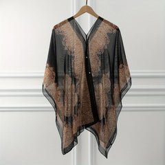 Paisley Print Gauze Shawl Sunproof Cover Up Loose Wrap Cardigan