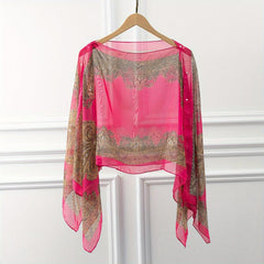 Paisley Print Gauze Shawl Sunproof Cover Up Loose Wrap Cardigan