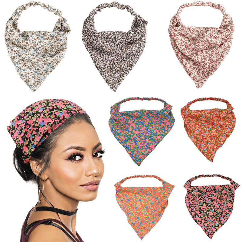 Floral Print Head Scarf Vintage Bandanas Hairband Headwrap Hair Accessories