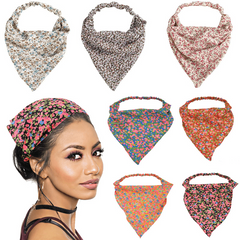 Floral Print Head Scarf Vintage Bandanas Hairband Headwrap Hair Accessories