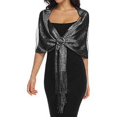 Sparkling Metallic Shawls & Wraps With Buckle for Evening Party Dresses