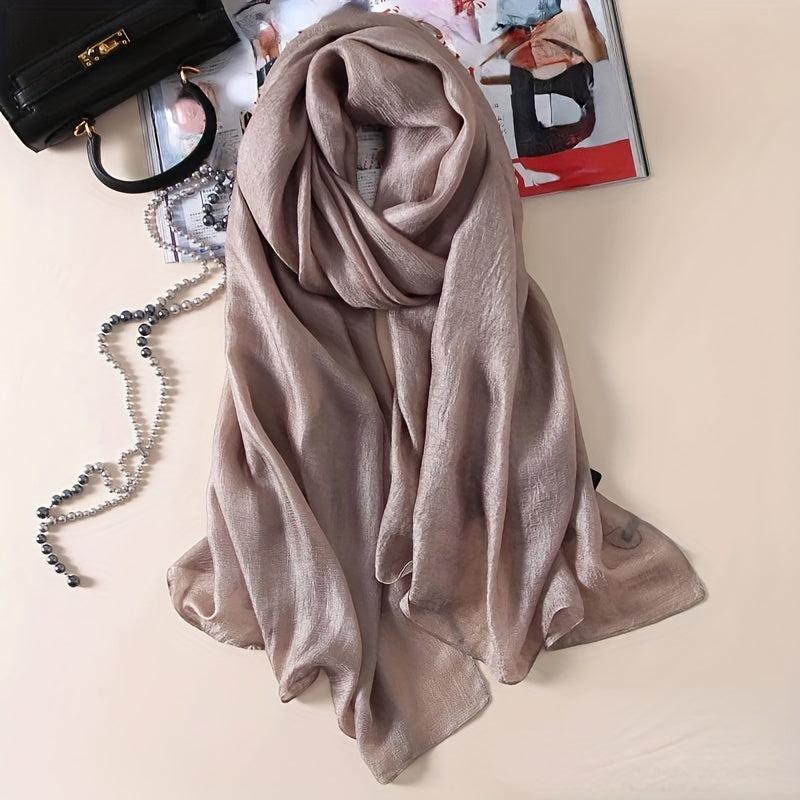 Solid Satin Scarf Hijab Breathable Shawl Casual Head Wrap