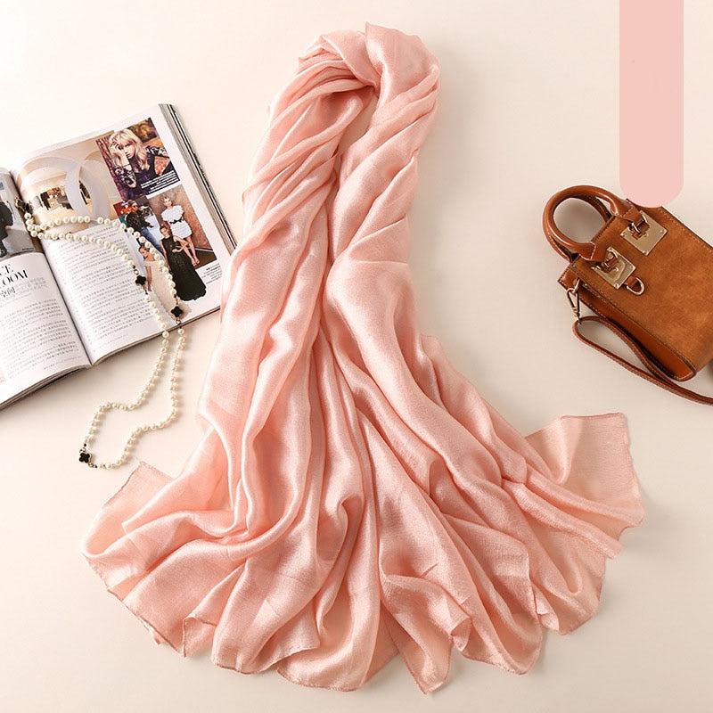 Solid Satin Scarf Hijab Breathable Shawl Casual Head Wrap