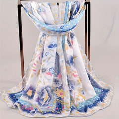 Boho Floral Print Chiffon Scarf Vintage Classic Thin Shawl