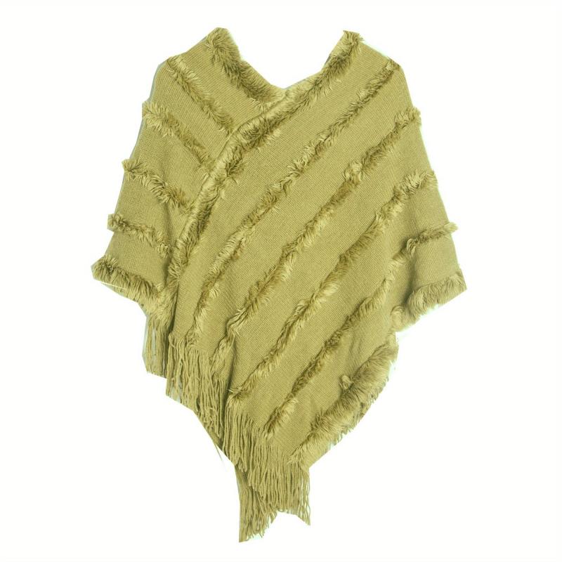Vintage Tassel Warm Cape Classic Cloak Windproof Shawl