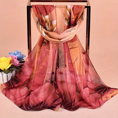 Lotus Tie Dye Print Chiffon Scarf Vintage Gradient Thin Shawl