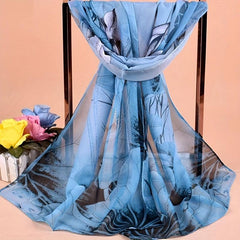 Lotus Tie Dye Print Chiffon Scarf Vintage Gradient Thin Shawl