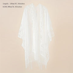 Solid Lace Cardigan Sunproof Shawl Casual Beach Cape